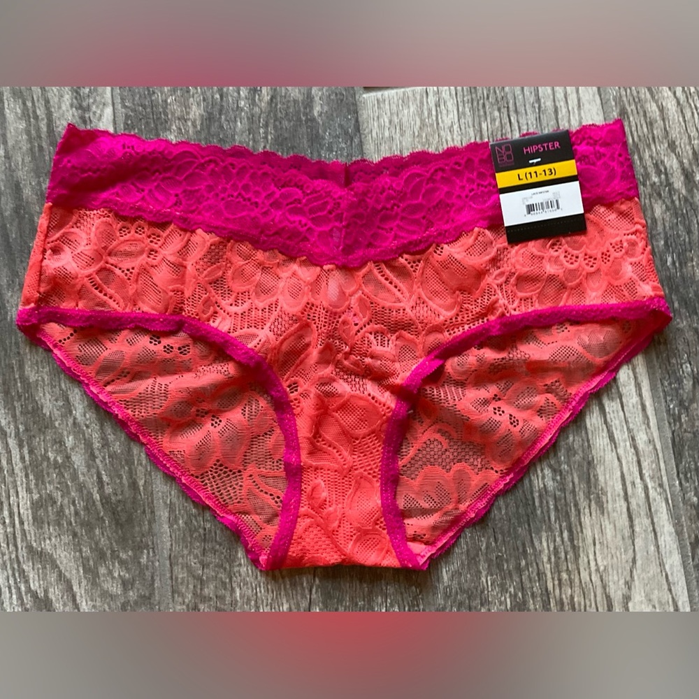 New Nobo, No Boundaries stretch lace hipster panties size 
L Fruit Punch